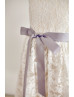 Ivory Lace Champagne Lining Knee Length Flower Girl Dress